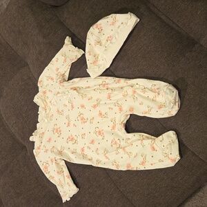 Floral Footie with Hat